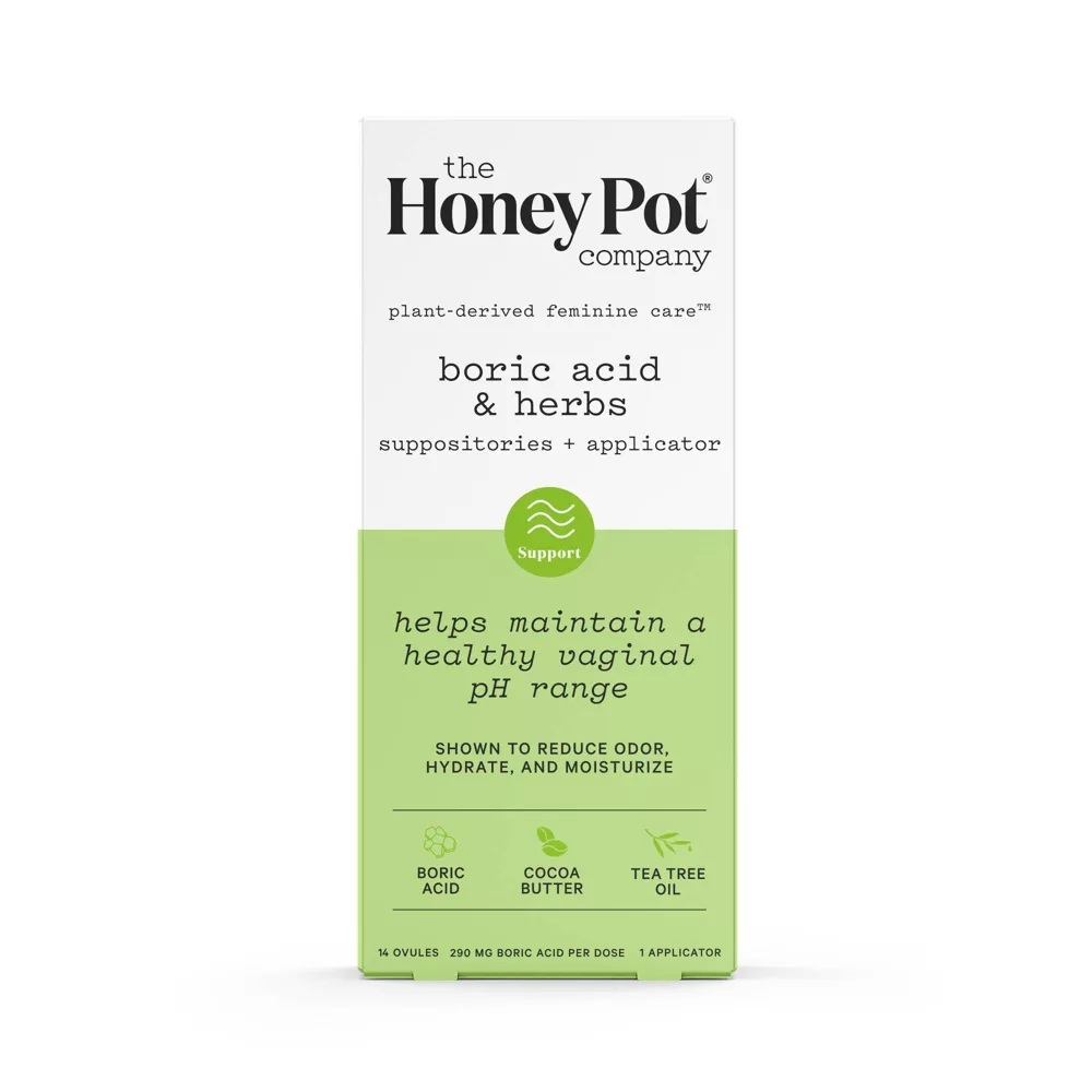 The Honey Pot Company Boric Acid and Herbs Suppositories plus Applicator, 14 Ea